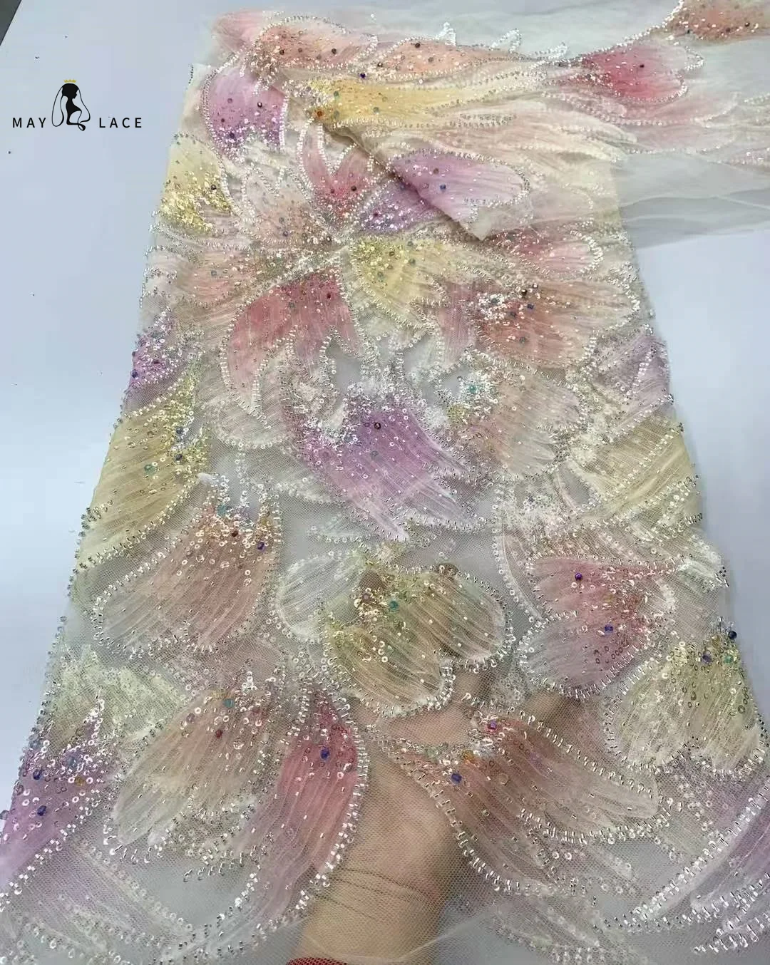 

High-End Luxury Lace Fabric with Sequin French Embroidery 2025 Heavy Groom African Nigerian Fashion Evening Dress Women Sewing