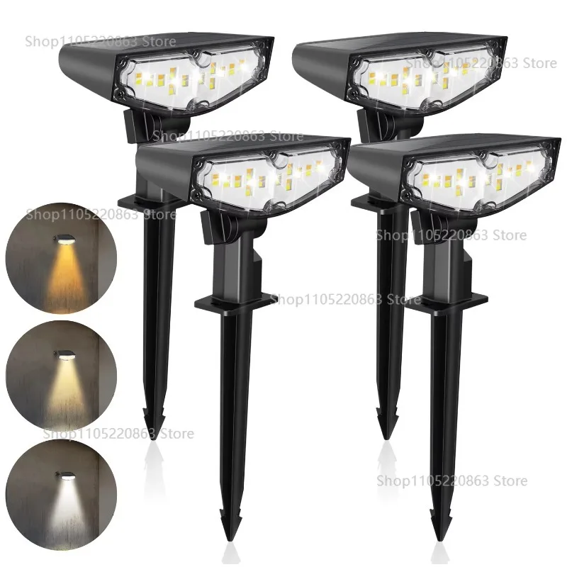 4-Pack IP67 Waterproof Light Emitting Diode Solar Spotlights Outdoor Garden Patio and Path Landscape Lighting DC Power Supply