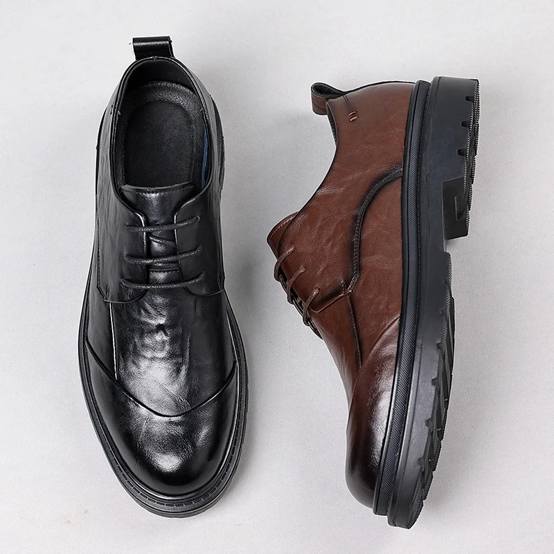 

Роскошные деловые мужские кожаные туфли в минималистском стиле для джентльменов, модные уличные туфли для повседневной работы и офиса для взрослых