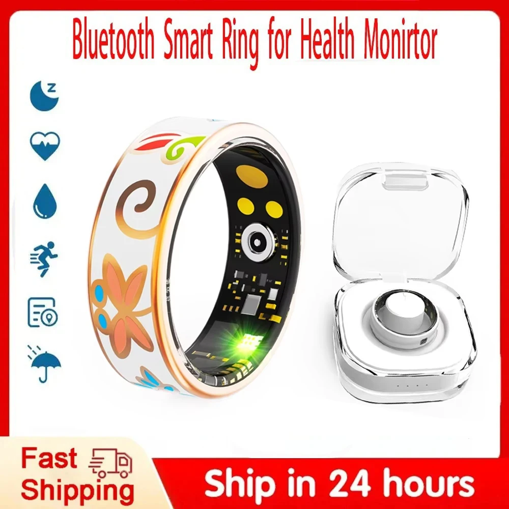 

2026 R18 Смарт-кольцо с цветной эмалью, женское и женское модное кольцо на палец из нержавеющей стали, IP68, водонепроницаемый фитнес-трекер