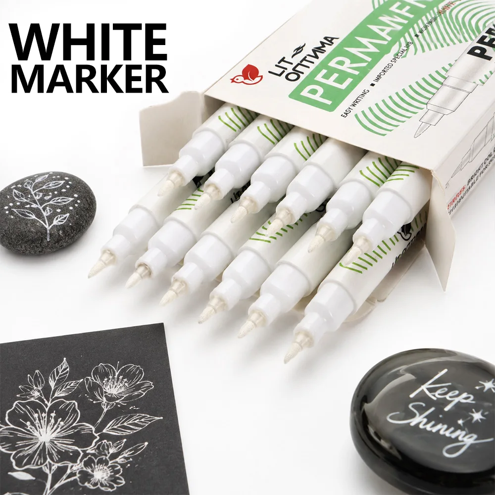 1/2/3/5/8/10 Stück Weiße Ölfarben-Marker Wasserfest 1mm Feine Spitze für Glas Holz Keramik Karten DIY Basteln Zeichnen Kunst Markierungsbedarf