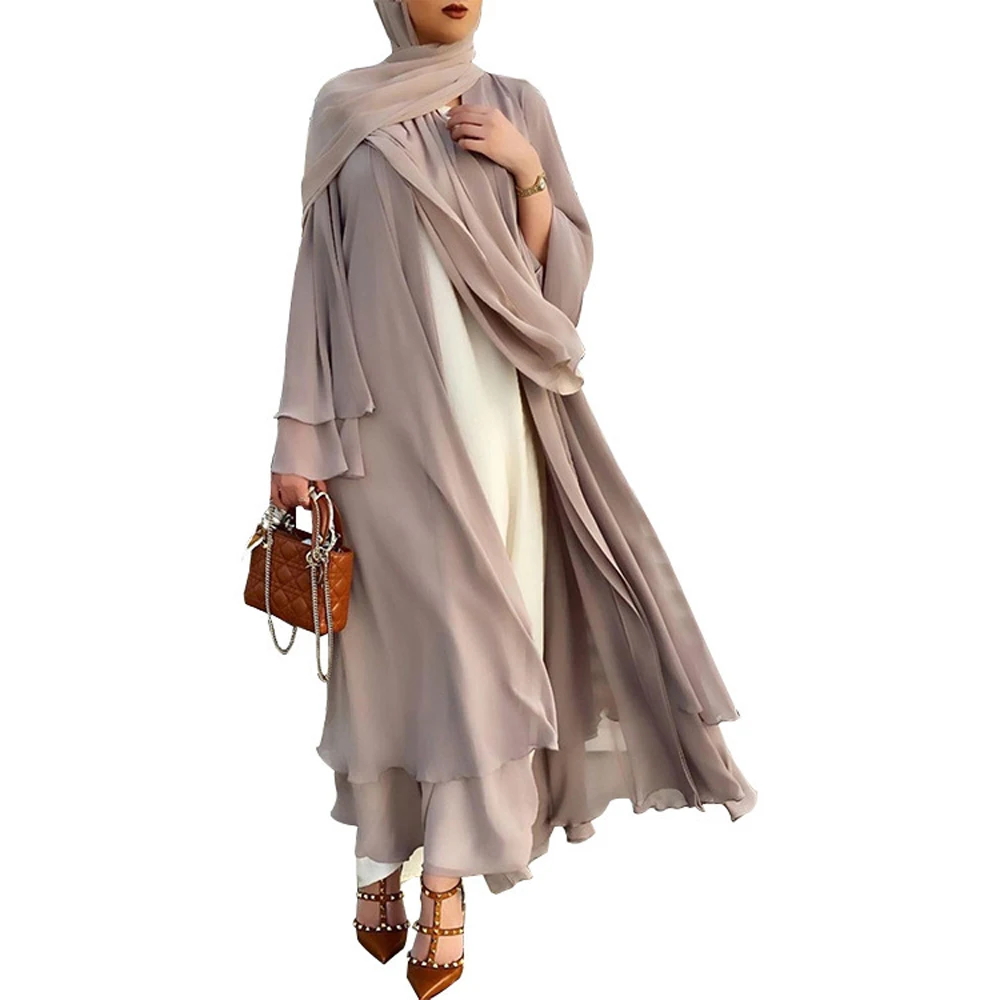 Women Open Abaya Eid Kaftan Dubai Luxury Caftan Turkey Muslim Clothing Islam Robe African Dress Kimono Ramadan Fashion Layered