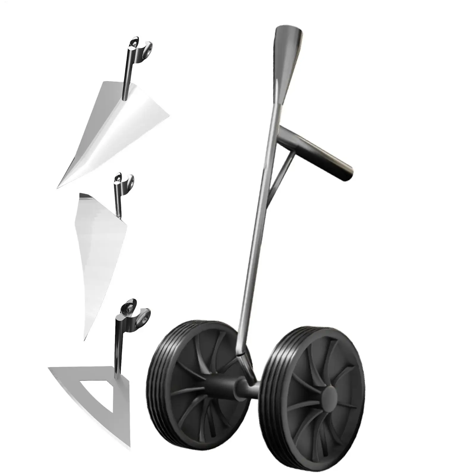 Household Hand-Pushed Hoe With 2-wheel Auxiliary Ditching Tool Triangular/ Hollow/ Eccentric Plow For Weeding Loosening soil