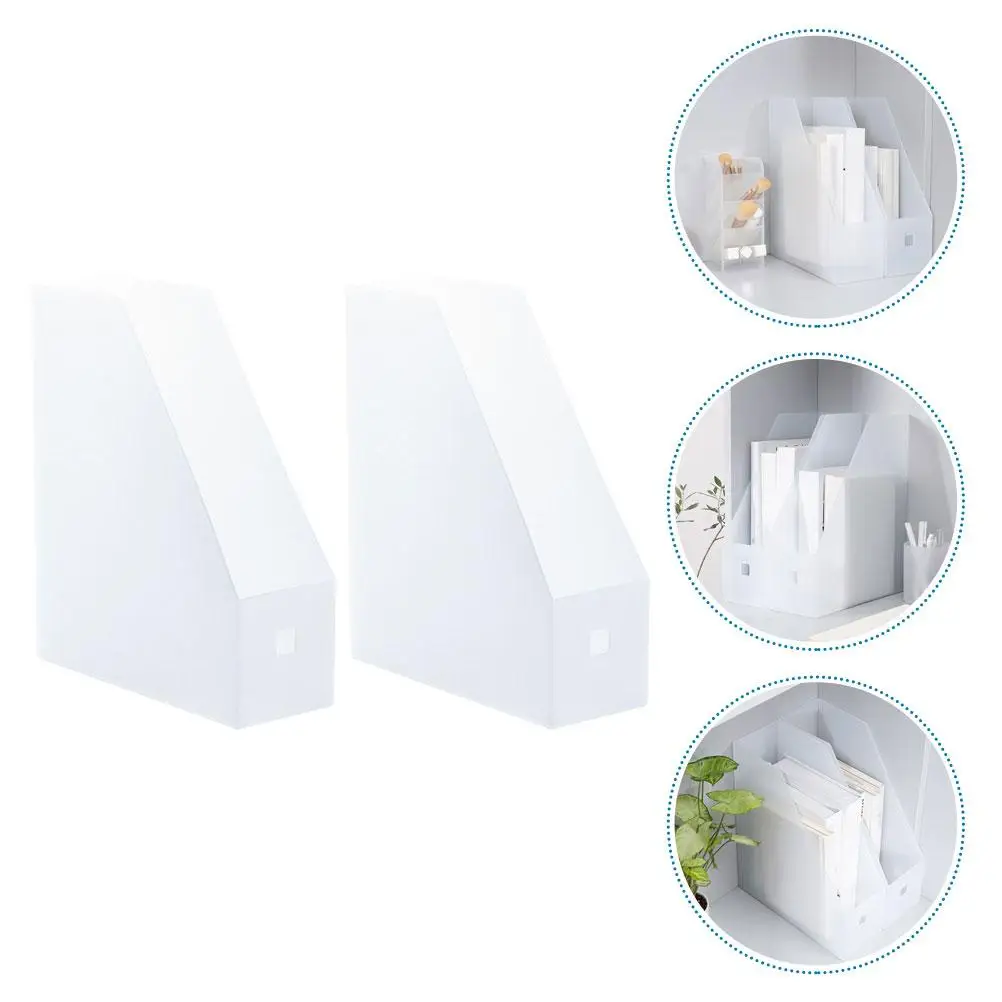 2pcs File Rack Document Organizer Desktop Holder 9*24*27cm Plastic Bookshelf Office Supplies Storage Container