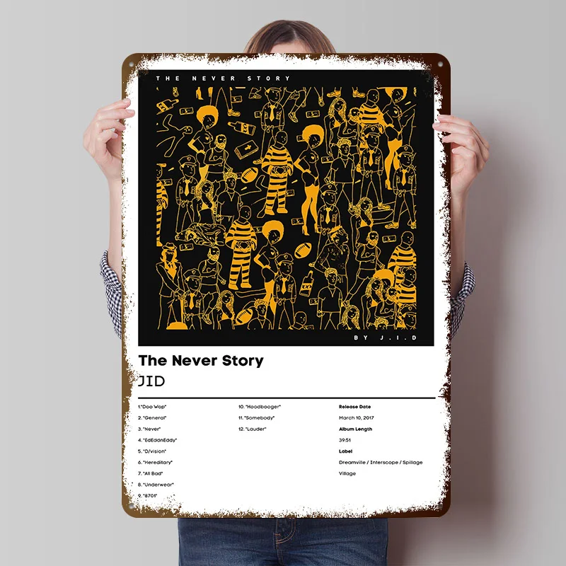 JID The Never Story Metallposter Individualisierte Wandkunst Retro Vintage Metallschilder zur Raumdekoration Gaming-Haus Heimdekoration