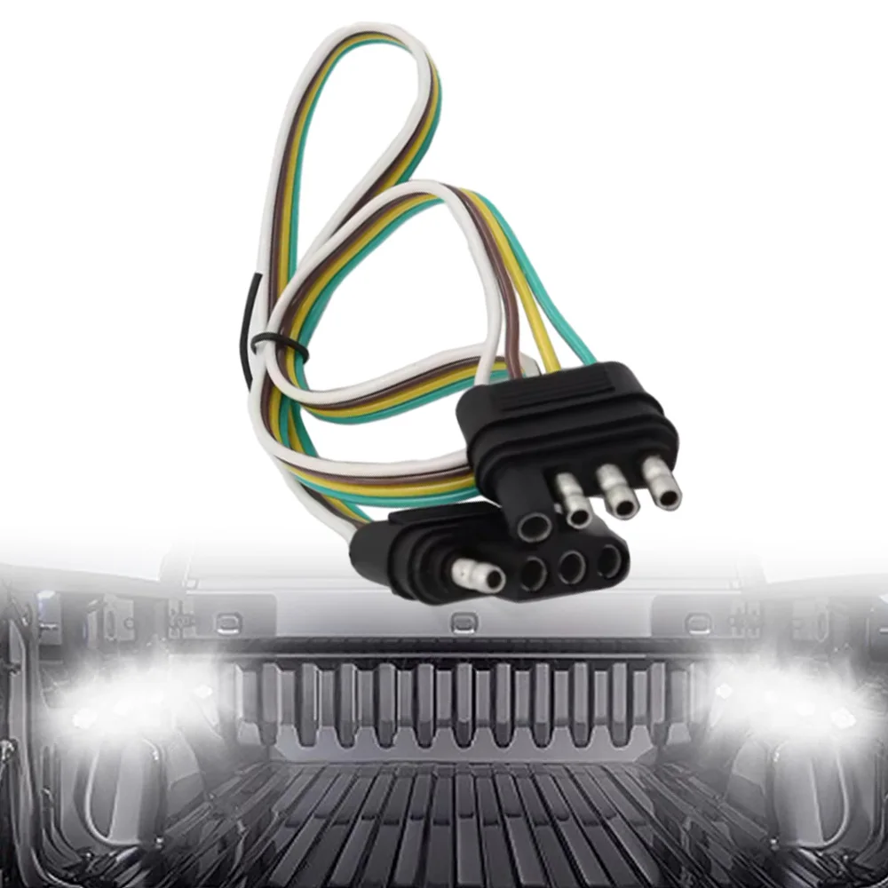 6/12/24V Trailer Wire Extension 4-Way 4 Pin Plug Connector For US vehicles and trailers using standard 4-way flat wiring systems