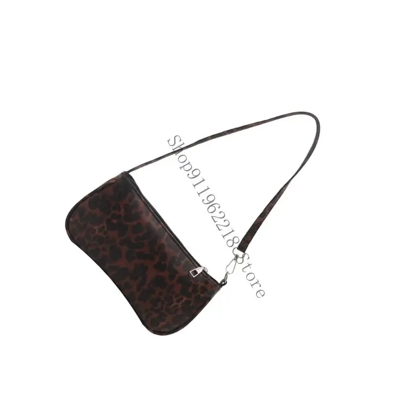 

Fashion Leopards Print Armpit Bag with Multiple Pockets Polyester Blend Shoulder Bag Lightweight Casual Evening Purse 066F