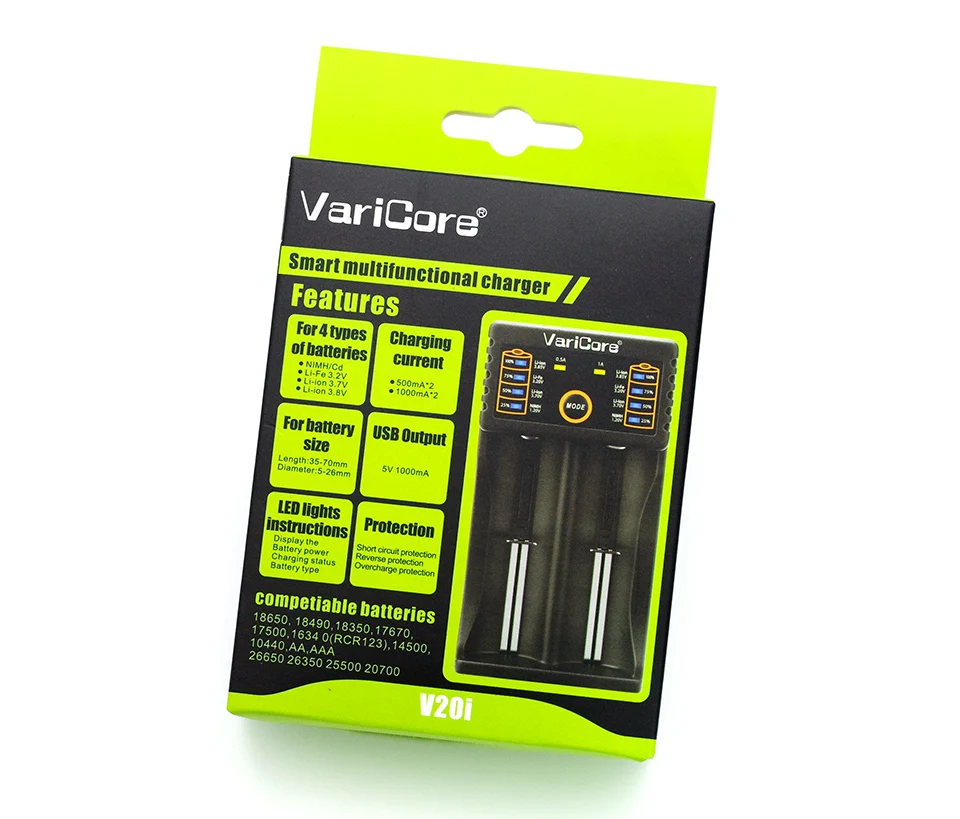 2023 Mới VariCore V20I AA AAA SC/S 18650 26650 18350 16340,14500 10440 26500 Lithium Sắt 3.2V 1.2V 3.7V NiMH Pin Sạc