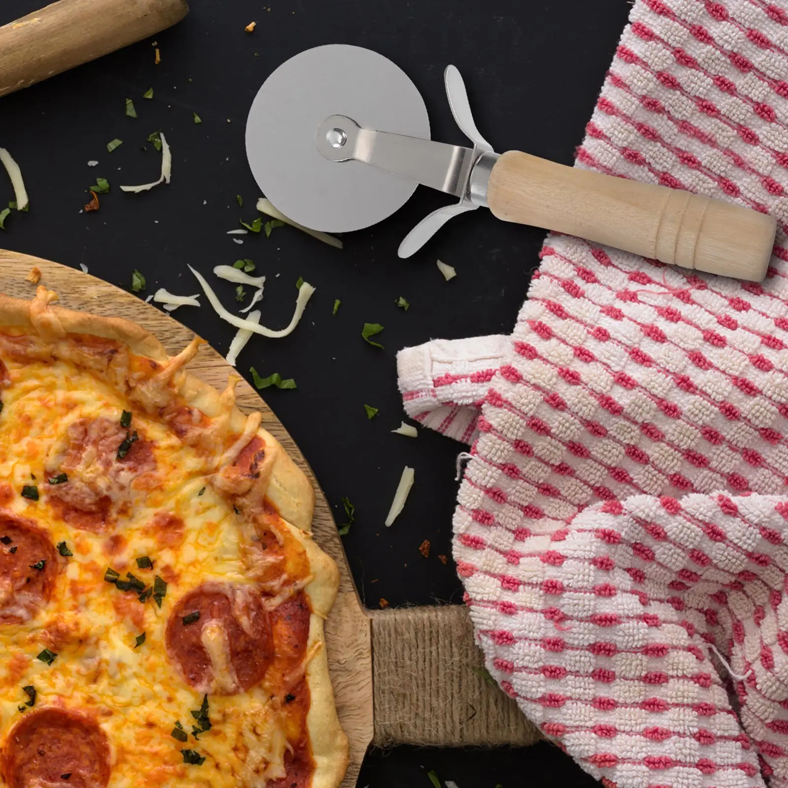 

Knife Wooden Handle Cutting Wheel Tool For Kitchen Restaurant Home Use Wooden Handle Pizza Cutter Pizza Cutter