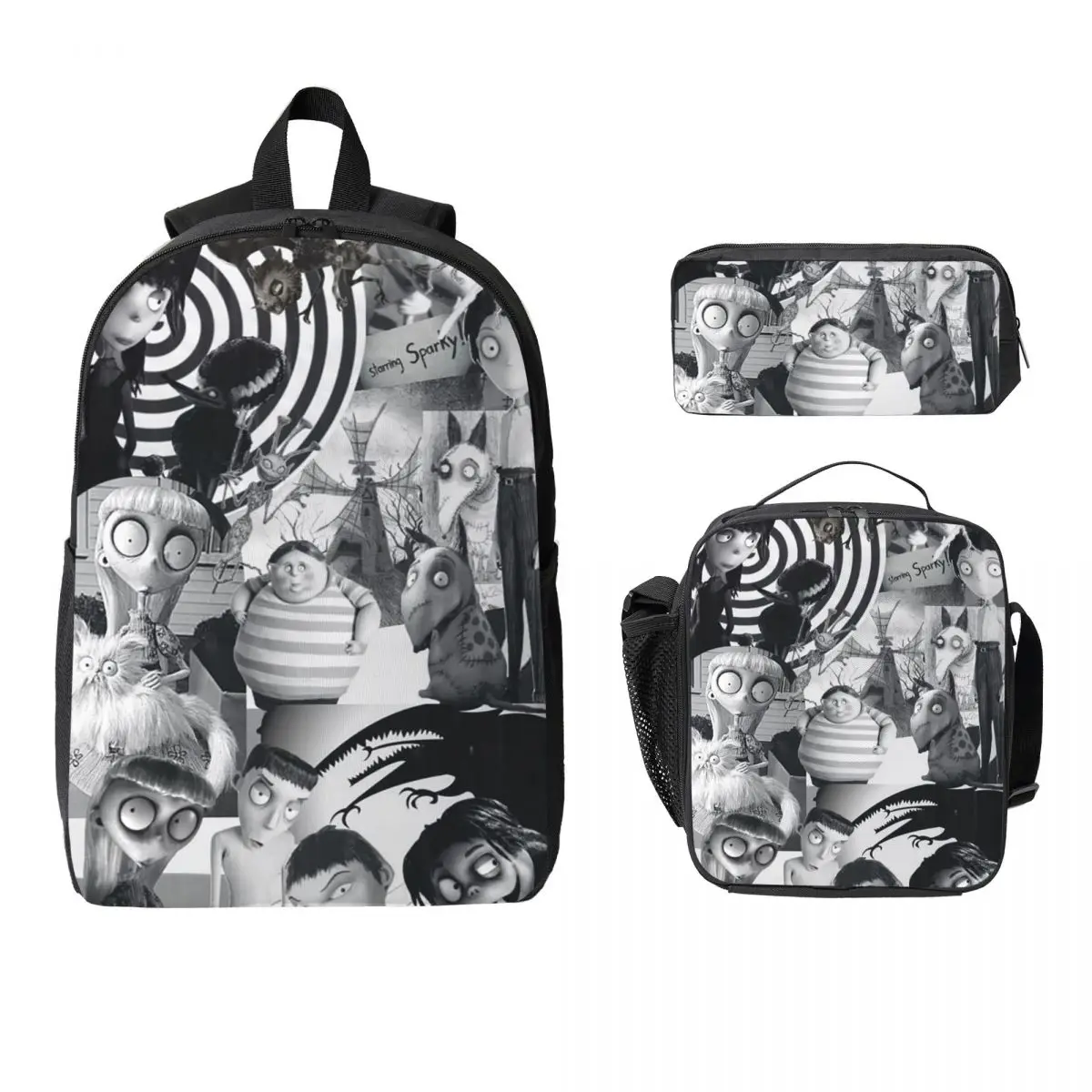 

Frankenweenie Backpack Student Boys Girls BookBag School Bag Computer Shoulder Bags 3ps Insulated Lunch Bag Pencil Case