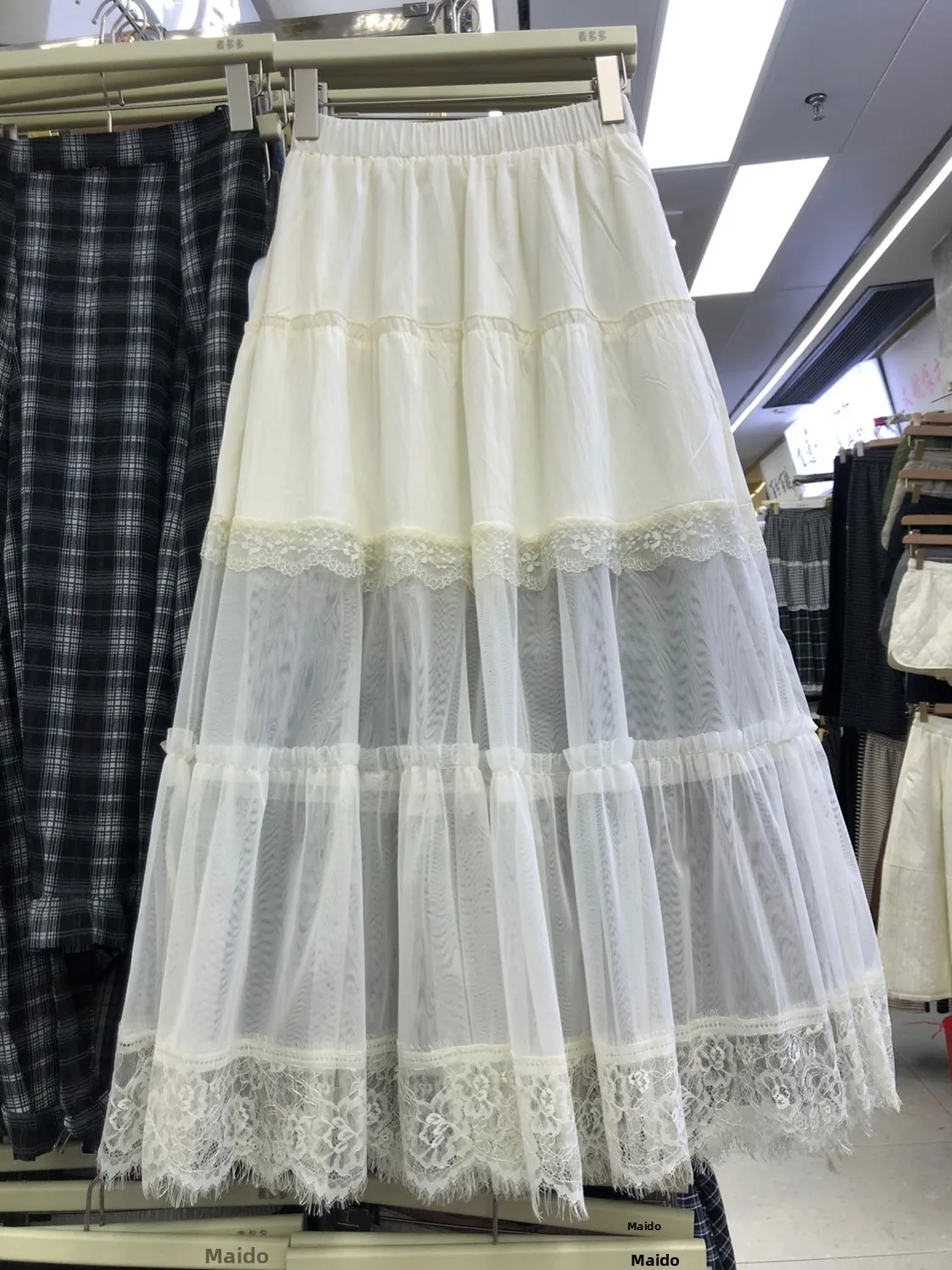 

Модная женская юбка А-силуэта с кружевными вставками, с высокой талией, на резинке, миди, весна 2026, новая коллекция, омолаживающий эффект