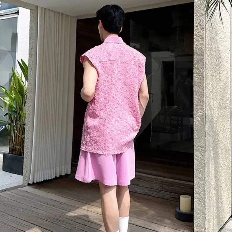LUZHEN Tank Three-dimensional Patchwork Design Sleeveless 2025 Tops Summer Men's Elegant Handsome Shorts Two-piece Sets JY7065 - view 3
