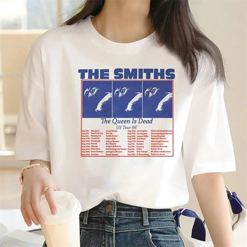 The Smiths Print T-Shirt Summer Trend White Short Sleeve Neck Casual Sport Aesthetic Clothes Harajuku Women's Graphic T Shirts