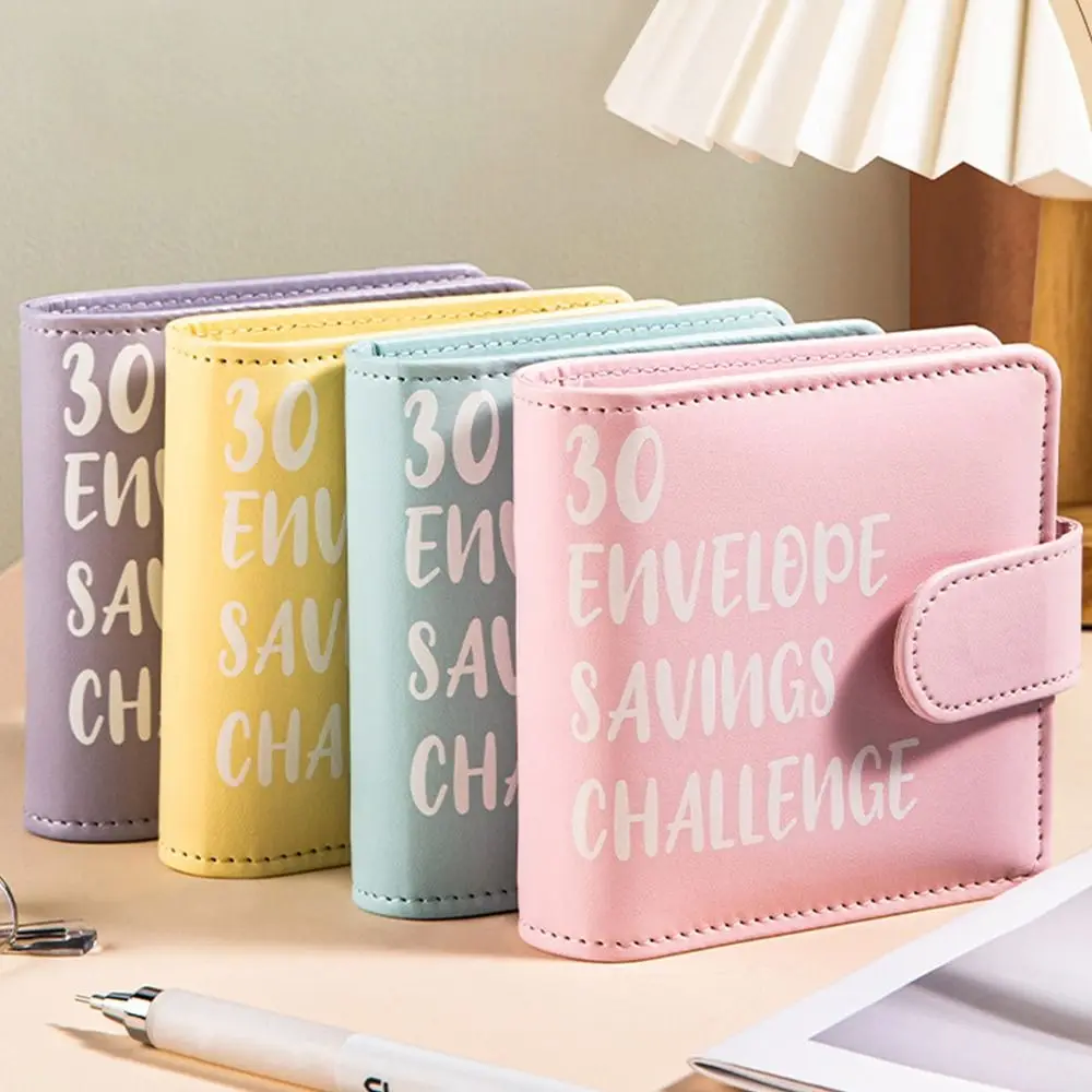 PUレザー節約チャレンジブック 大容量 防水 小型バインダー 現金封筒付き 多ポケット ルーズリーフ