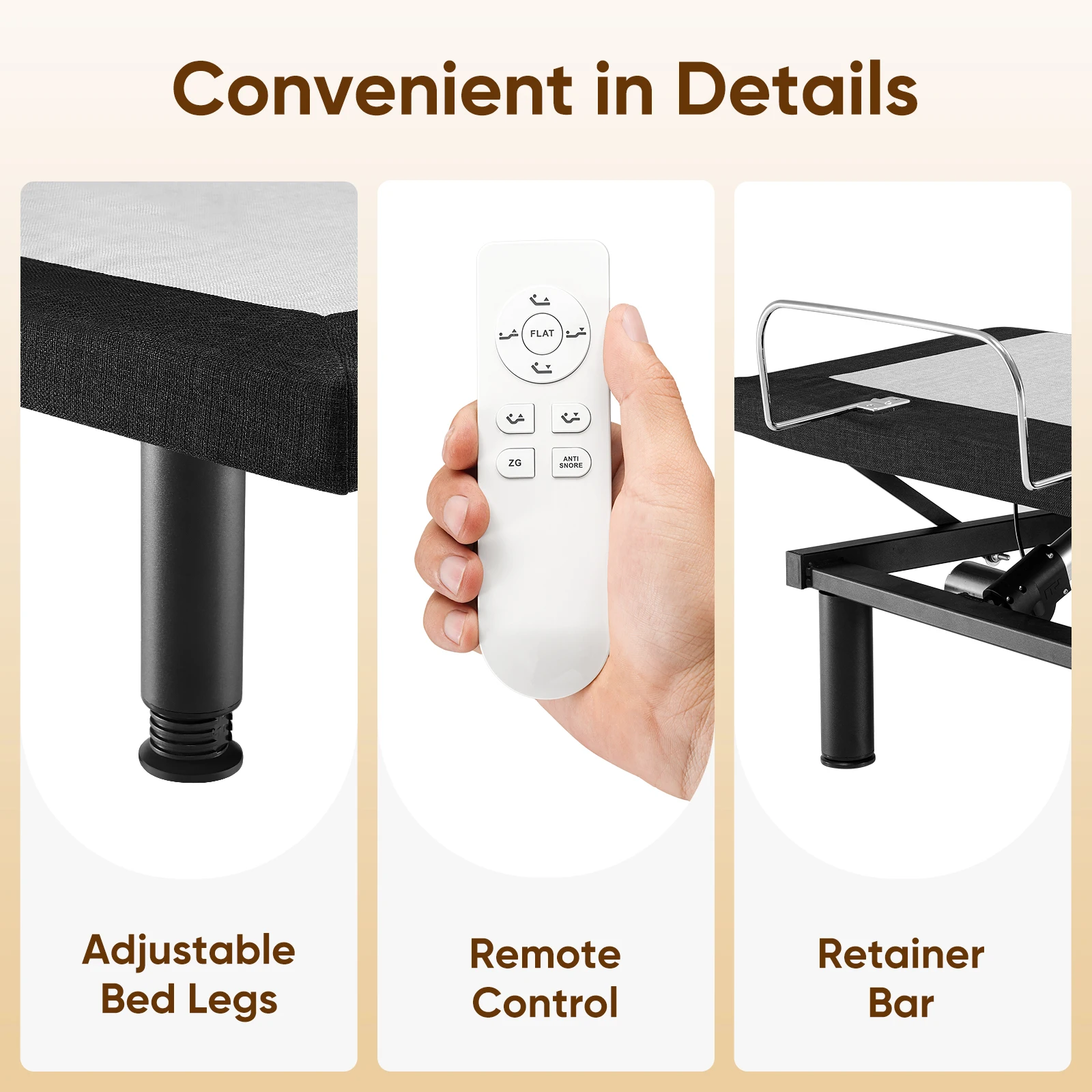 Marco de cama ajustable TXL, Base de cama tamaño King, Compatible con la mayoría de colchones para sala de estar, muebles de dormitorio