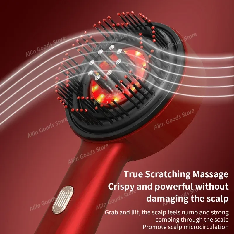 Electric Red Light Vibration Scalp Massage Brush, Hair Follicle Oil Applicator Comb for Hair Growth Anti Hair Loss