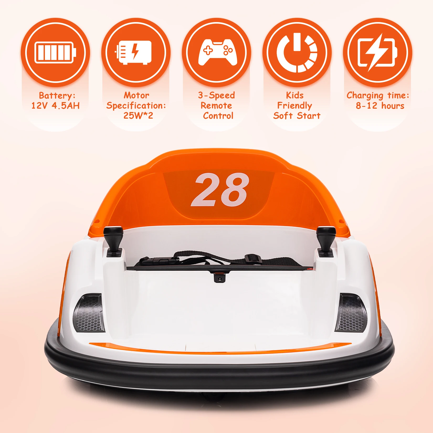 12V Ride On Bumper Car for Kids Ride on Toy Gifts Toddlers Electric Bumping Car with Remote Control, Battery Display, LED Lights