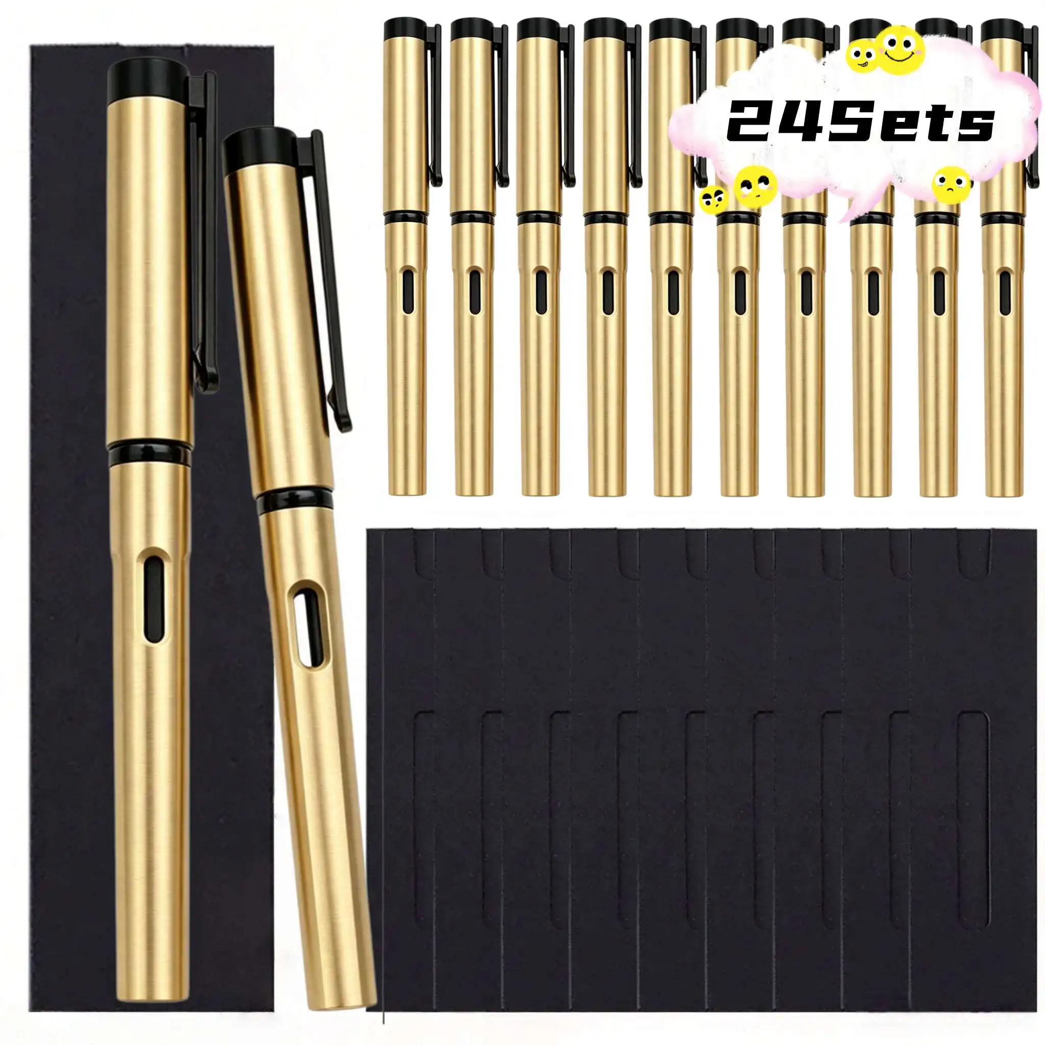 conjunto-de-24-canetas-gel-douradas-de-luxo-com-escrita-suave-e-sem-tinta-canetas-corporativas-com-estojo-simples-preto-e-branco