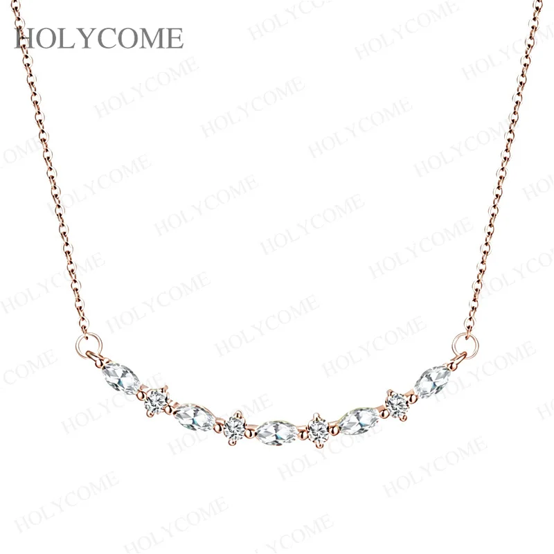 925 Sterling Silber Halskette mit gebogenem Moissanit-Anhänger im Marquise-Schliff, D-Farbe, minimalistischer Anhänger für Damen, für den täglichen Gebrauch, edler Schmuck – Detail 8