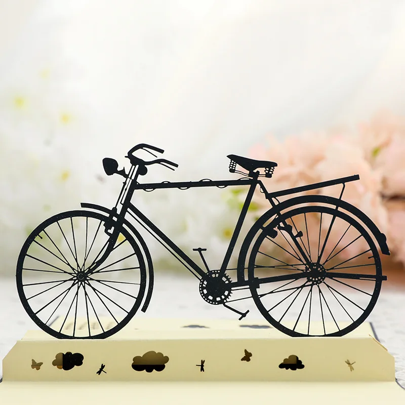 Father's Day Three-dimensional Greeting Card Blessing 3D Three-dimensional Greeting Card Hollow Retro Bicycle Blessing Card