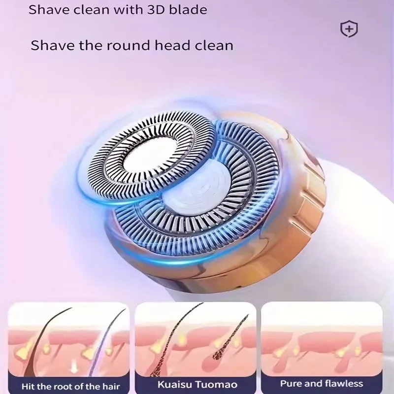 1pc 3-in-1 Hair Removal Device with Interchangeable Heads Versatile, Efficient, and User-Friendly Grooming Solution for Smooth