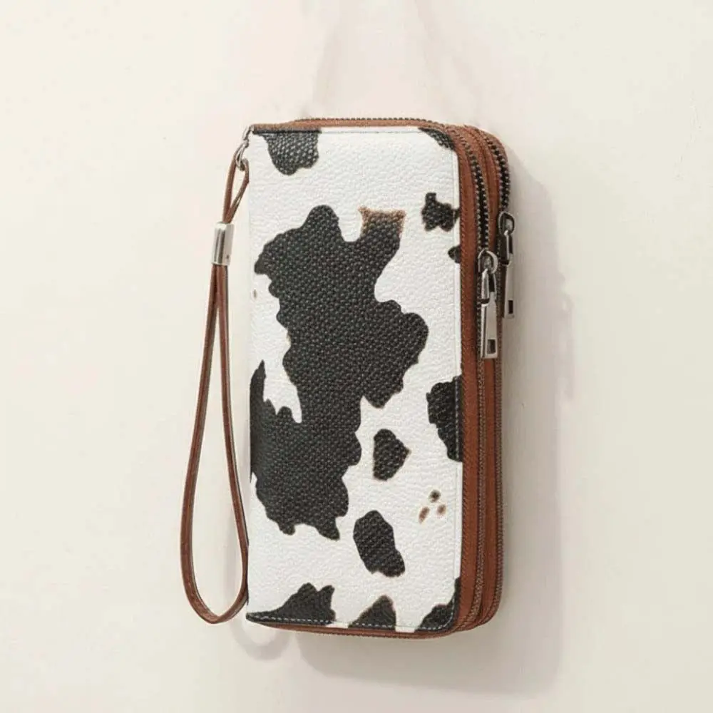 

Lady Cards Pouch Portable Leopard Print Long Wallet PVC Stripe Multiple Cards Purse Classic Korean Style PU Handheld Bag School