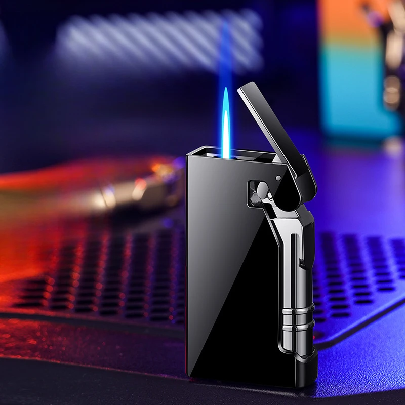Windproof Direct Flame Lighter | Special-shaped Alloy Body Side Mechanical Ignition Butane Injection Lighter for CampingTravel