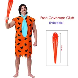Adult Mens Primitive Savages Costume Fred Flinstones Stone Age Indian Man Cosplay Halloween Mardi Gras Fancy Dress Umorden