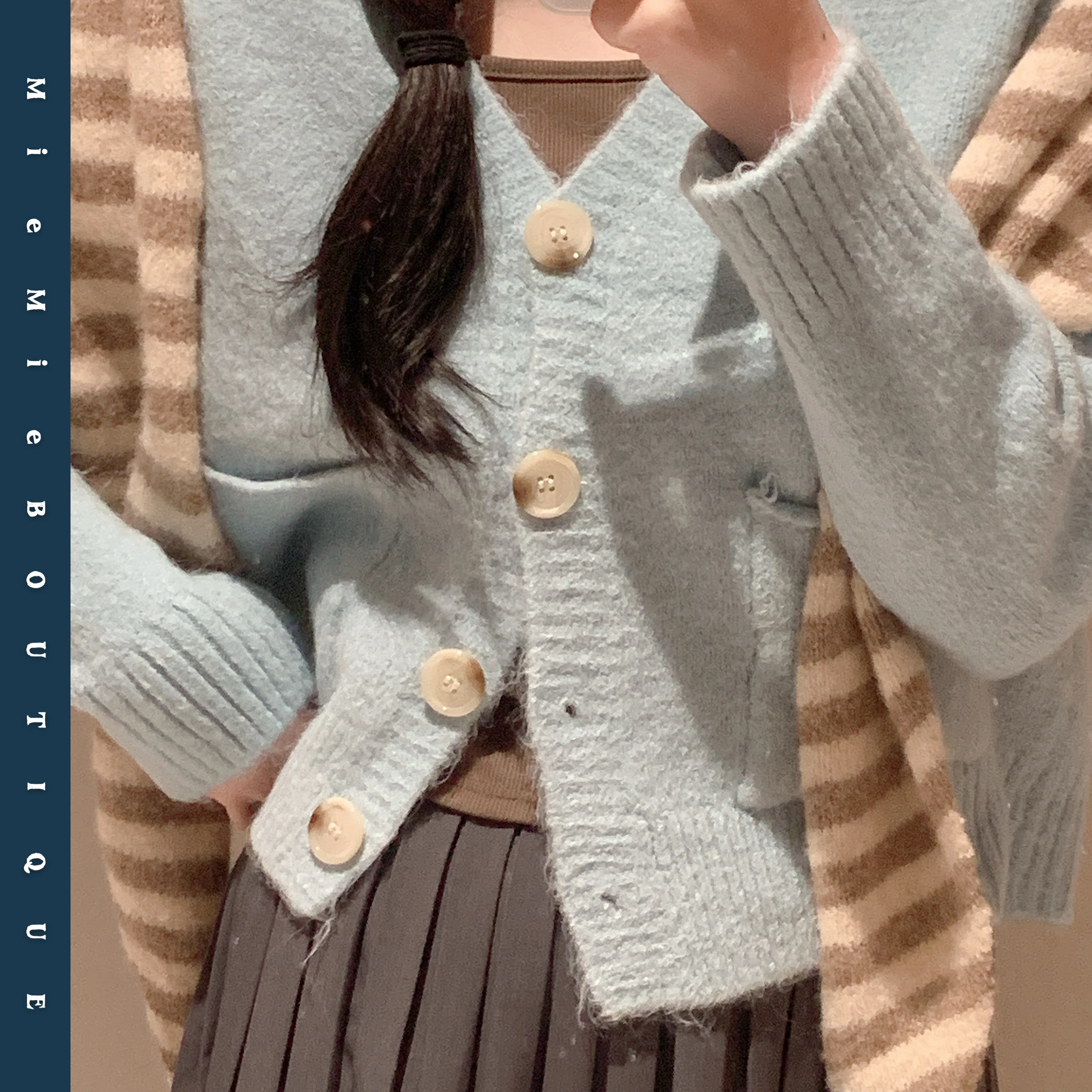 

Soft Skin-Friendly Knitted ort Sweater Cardigan Mango Yellow V-Ne Brued Lantern Sve Basic Sle Online Exclusive