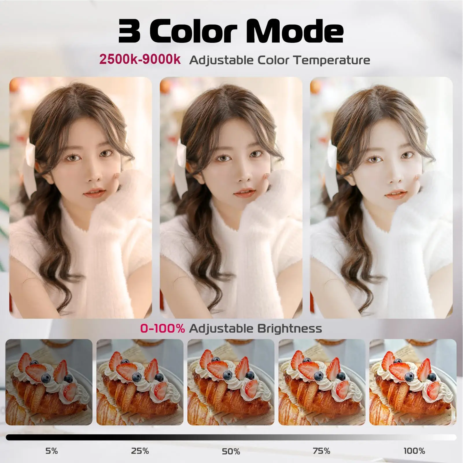 ضوء سيلفي للهاتف المغناطيسي LED ضوء الهاتف صورة شخصية 3 أوضاع إضاءة قابلة للتعديل للمكياج الكمبيوتر المحمول كاميرا ويب مدونة فيديو