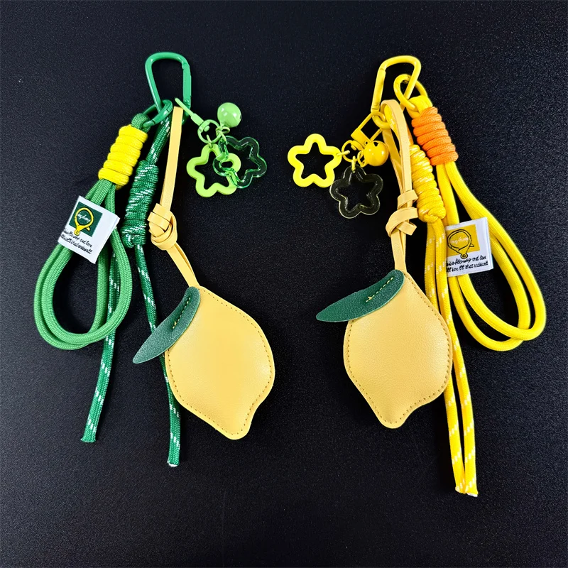 Cute Fruit Keychain Cartoon Lemon PU Leather Bag Pendant Birthday Gifts Car Keyring