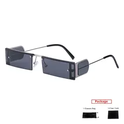 mimiyou Rimless Rectangle Sunglasses Women Retro Metal Punk Sunglasses Men Pilot Fashion Glasses Brand UV400 Eyeglasses Shades