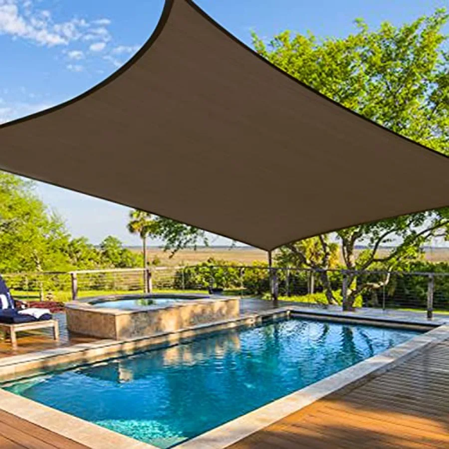 

18' X 26' Mocha Rectangle Sun Shade Sail 185GSM Shade Sail Canopy 95 UV Block Sun Shade for Outdoor Patio Garden Backyard We Ma