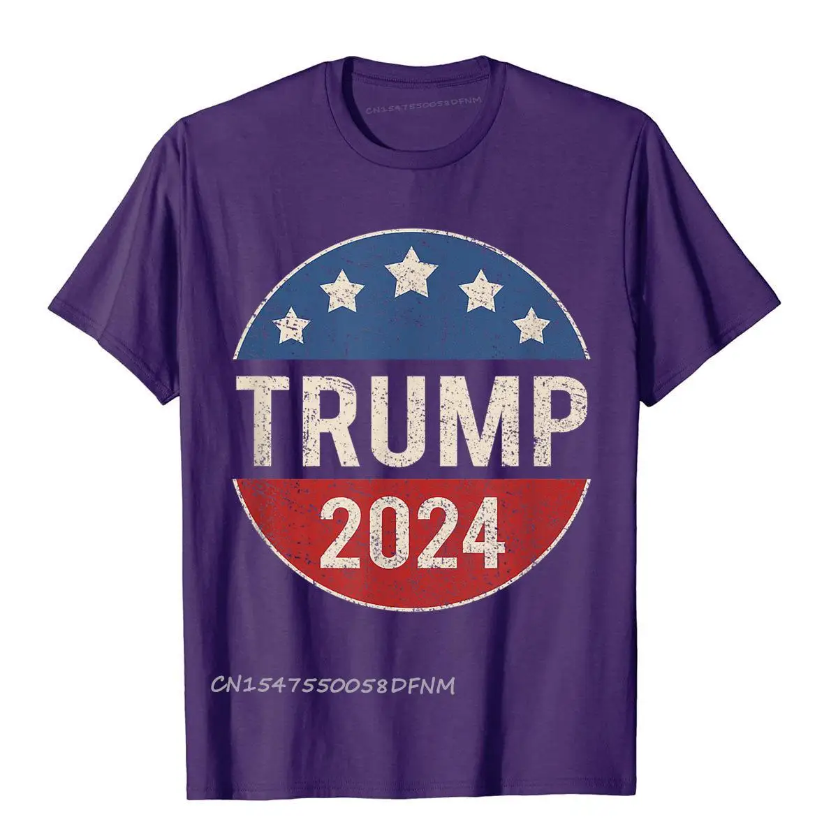 Unique Trump 2024 Retro Campaign Button T Shirts T Shirt For Men Rife Cotton Simple Style Top T-Shirts