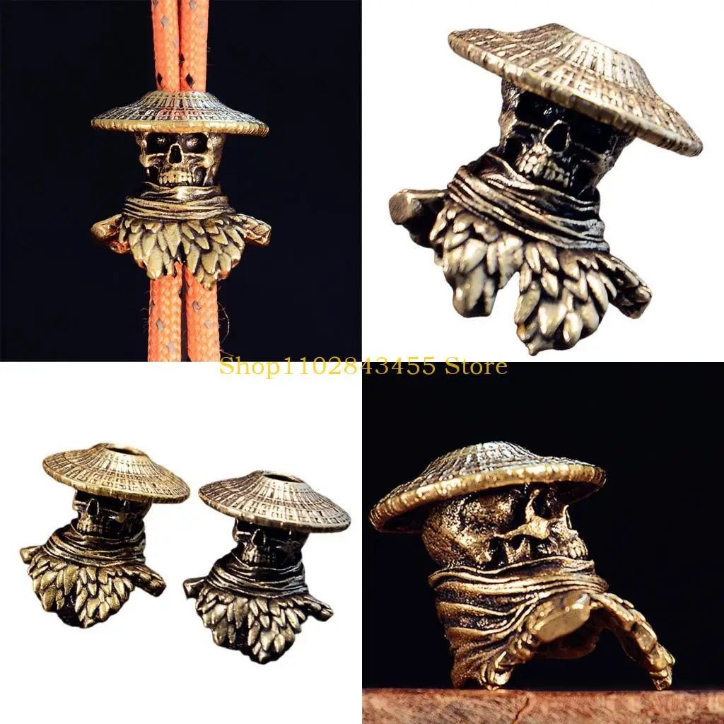

49MC Engraved Swordsman Skull Metal Beads Pendant for Paracord and DIY Enthusiasts Jewelry Making Paracord Bead