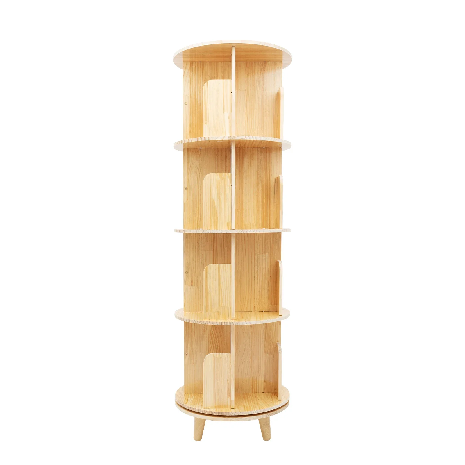 

4-Tier Rotating Bookshelf Organizer Modern 360°Rotating Storage Rack Display Holder Stand