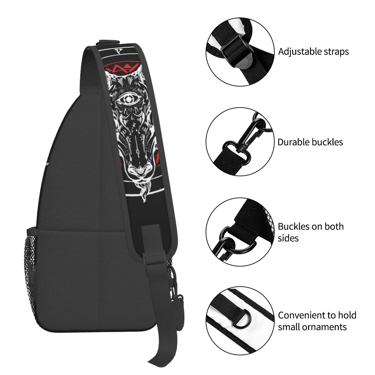 Satânico Cabra Baphomet Sling Bag Peito Crossbody Ombro Mochila Viagem Caminhadas Daypacks Lucifer Satan Padrão Bag