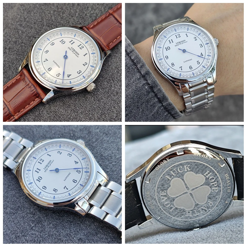 Imagem -06 - Lebosin-relógio Vintage Masculino de Luxo 40 mm Relógios Uma Mão Relógios de Pulso de Quartzo Movimento Miyota Vidro de Safira Relógios à Prova d Água 50m