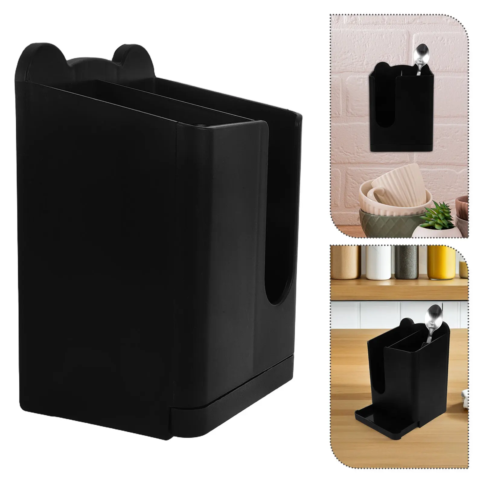 Chopsticks Spoon Holder 2 Piece Wall Mounted Kitchen Utensil Organizer Drain Storage Rack Space Saving