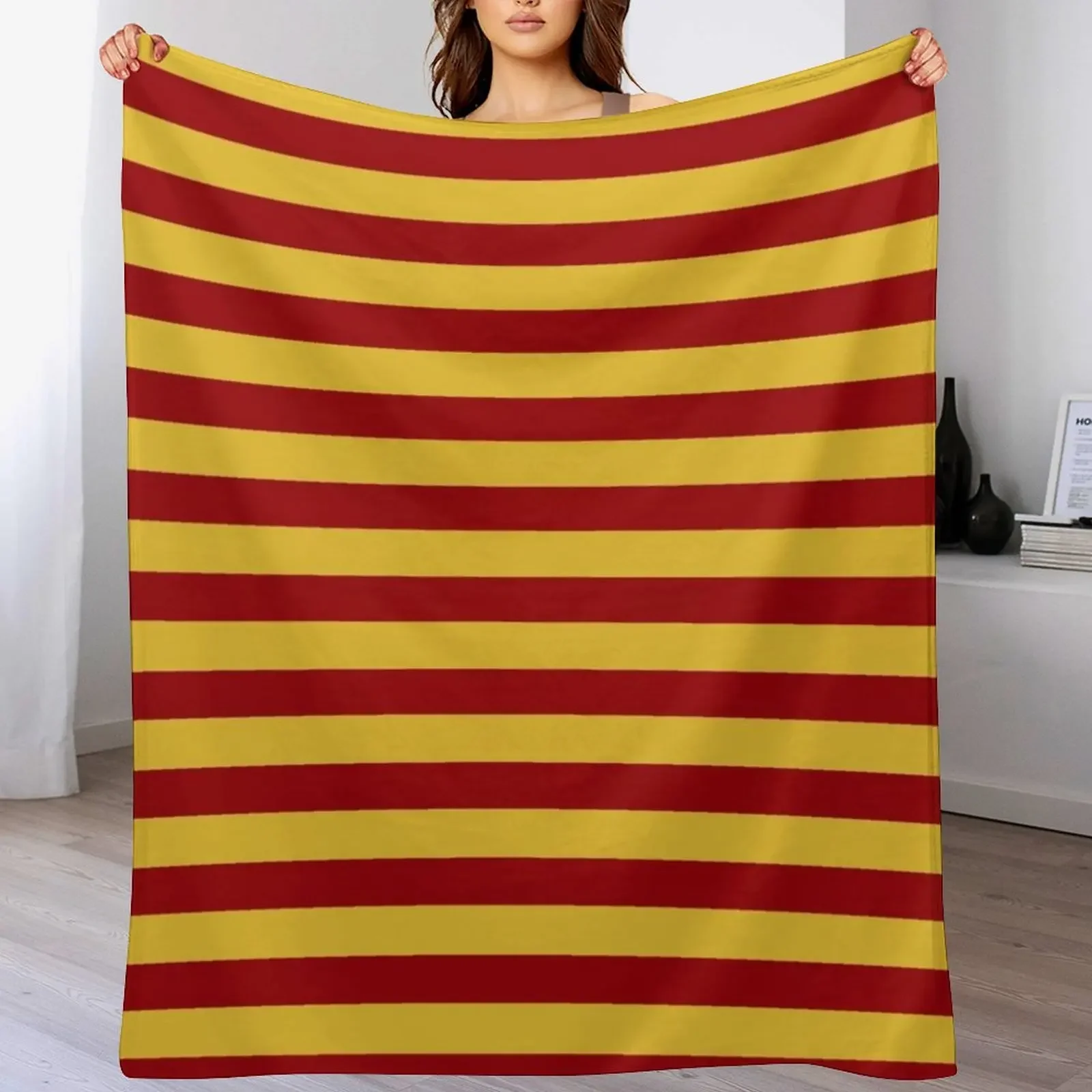 

yellow red stripes Throw Blanket No Pilling Soft Warm Blanket for Bed
