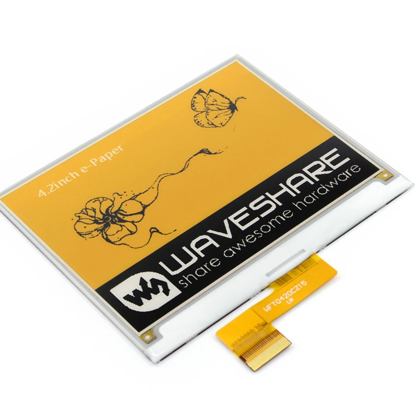 

Waveshare 4.2inch 4.2''E-Ink Raw Display EPD Yellow Black White Three-color SPI Interface Without PCB
