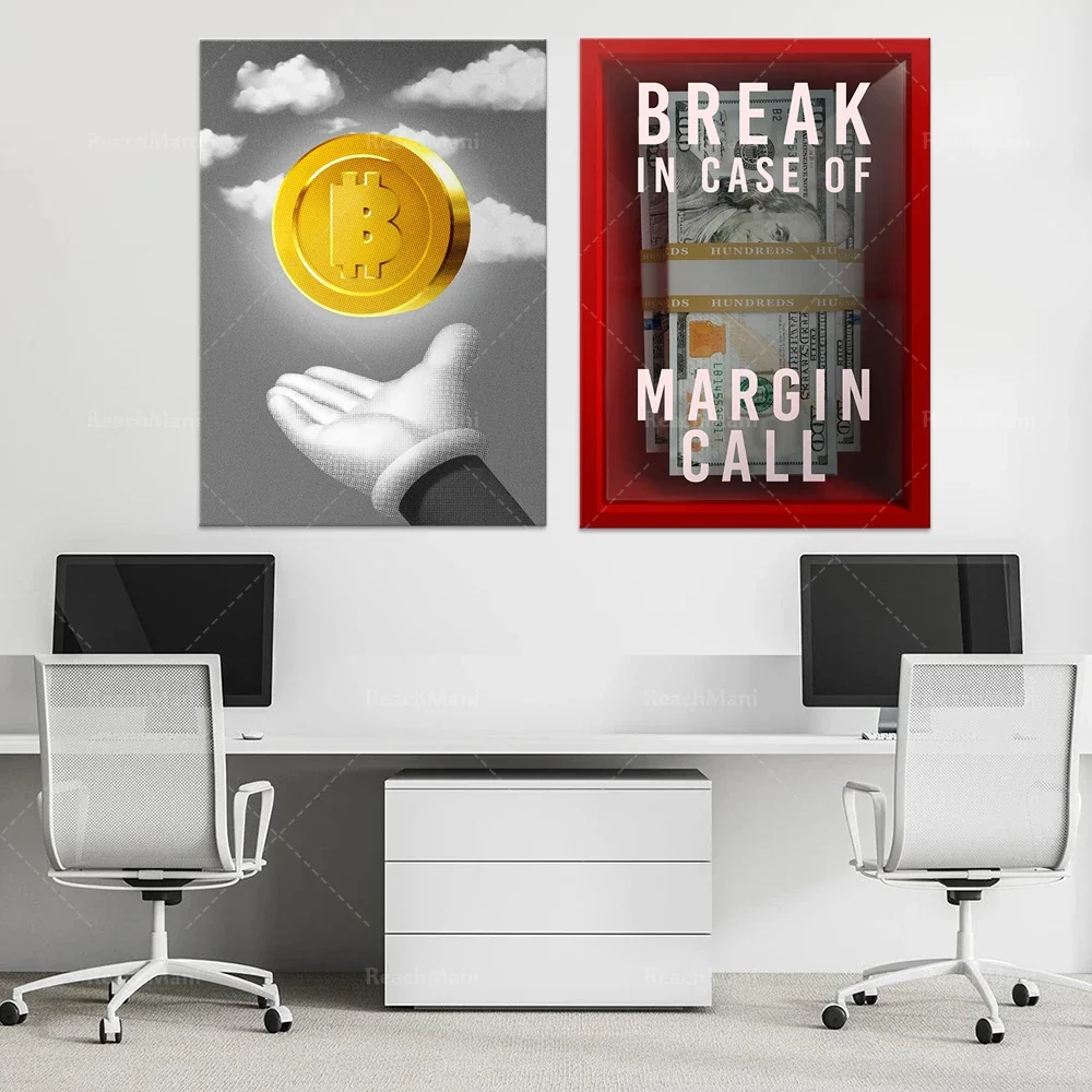 توقف على هامش الاتصال قماش الفن، تشفير ملصق ديكور مكتب بيتكوين، تاجر اليوم، شارع الحائط #2