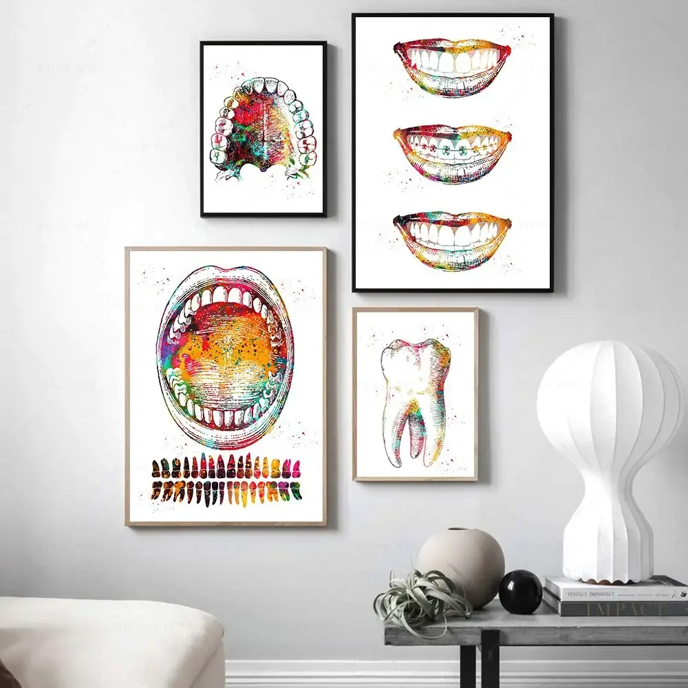 Scandinavian Simple Wall Art Human Anatomy Spine Heart Brain Teeth HD Canvas Poster Prints Home Bedroom Living Room Decoration