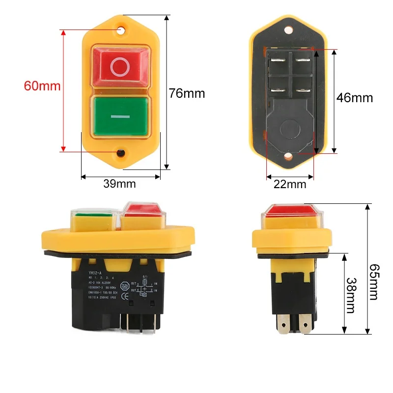 

YCZ3-A Electromagnetic Switch 4/5 Pin 110/220V On Off Push Button Restart And Under Voltage Protection Can Replace KJD17