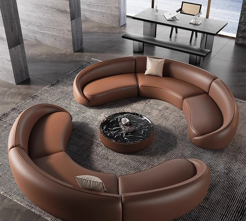 Semi-Circular Arc Shaped Sofa for Beauty Salon Real Estate Office Hotel Lobby Waiting Area Reception Seating