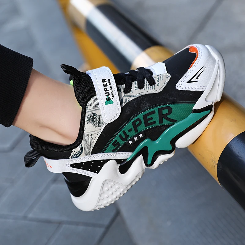 

Sport Kids Leather Sneakers Four Season Boys Casual Shoes Non Slip Children Fashion School Walking Running Shoes Size 28-39
