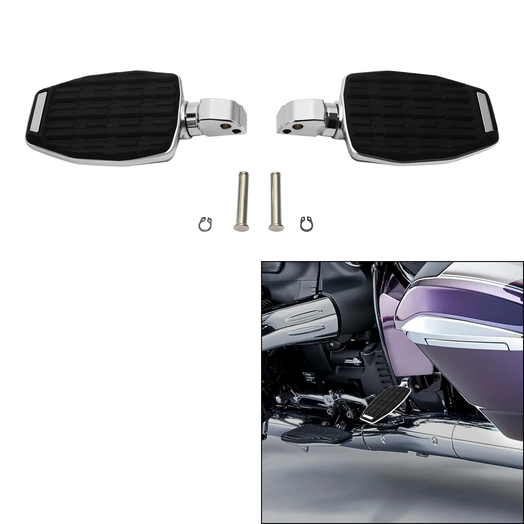 

Motorcycle Black Rear Passenger Footpegs Footrests For BMW R18 Transcontinental 2021 2022 2023