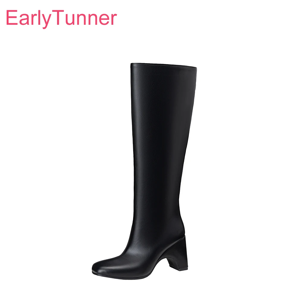 

2025 Winter New Mature Black Silver Women Knee High Boots Sexy High Heel Lady Nude Shoes Plus Small Big Size 10 32 42 45 48