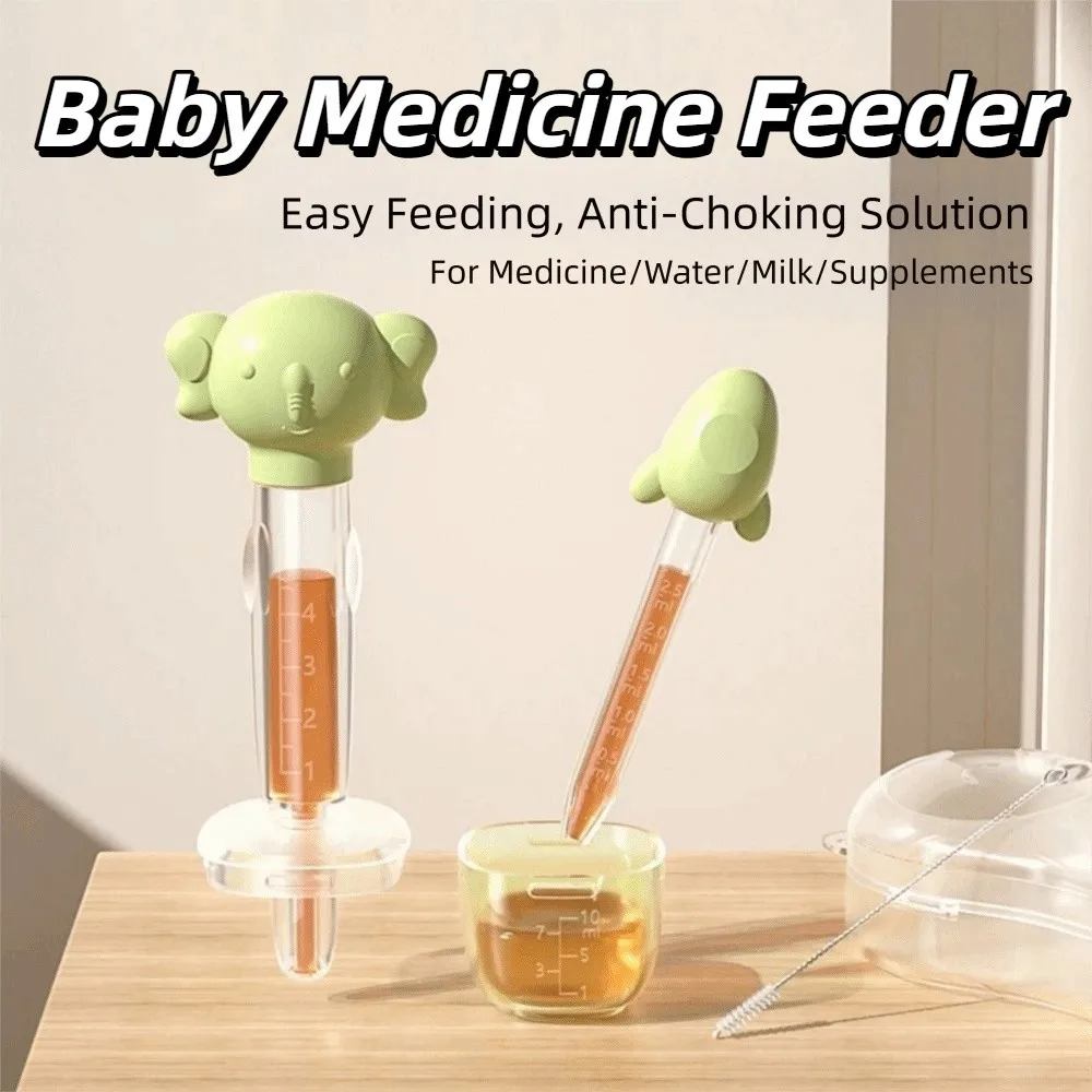 

5Pcs/Set Cute Baby Medicine Feeder Cartoon Shape Safety Baby Squeeze Medicine Dropper BPA Free Silicone Pacifier