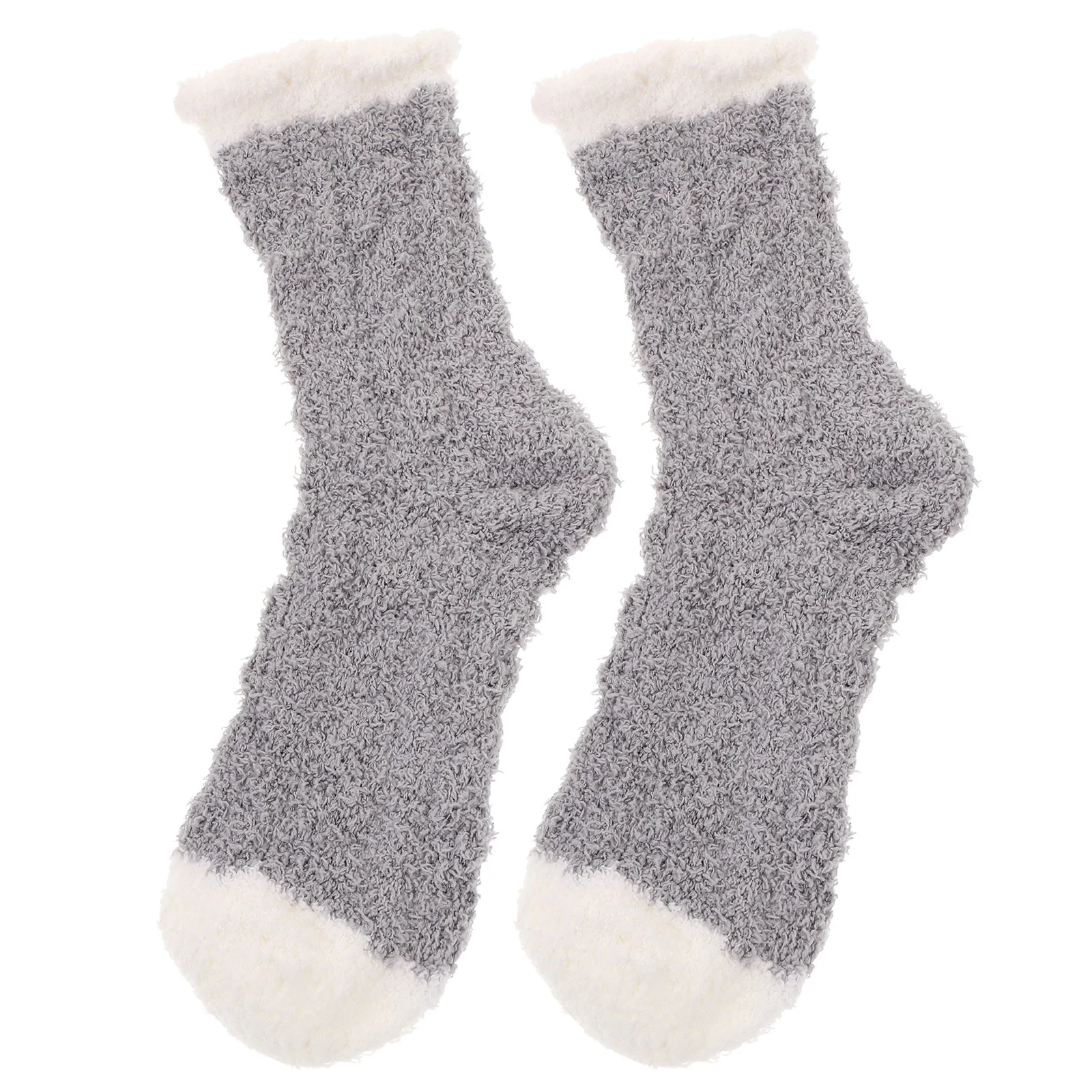 

1 пара мягких теплых носков из кораллового флиса, идеально подходящих для сна, зимние носки средней длины, серые уютные чулки, идея подарка